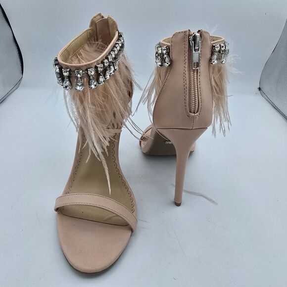 Zigi Soho Women Brynlea Feather Jeweled Open Toe Heels Sandal Size 7.5 Pink NEW - Picture 6 of 8